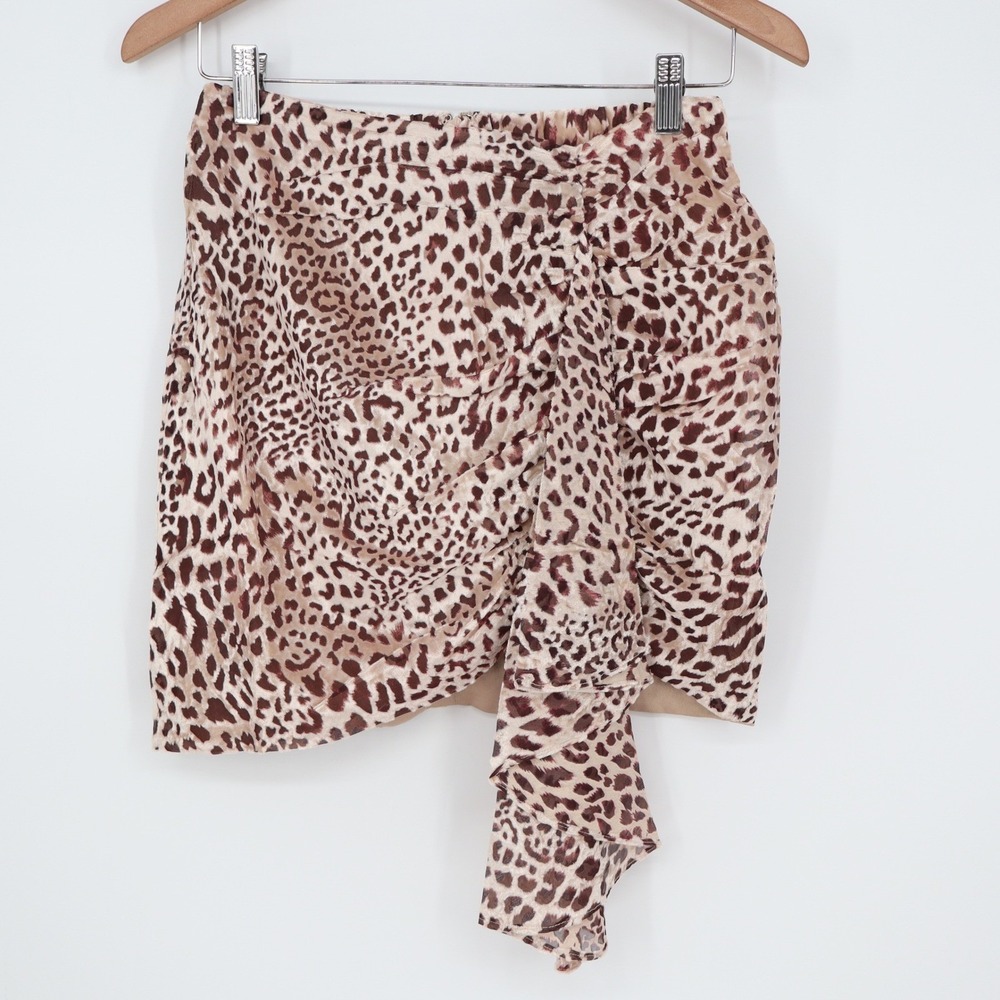 Naked Wardrobe Leopard Print Ruched Ruffle Mini Skirt Small - Picture 2 of 7